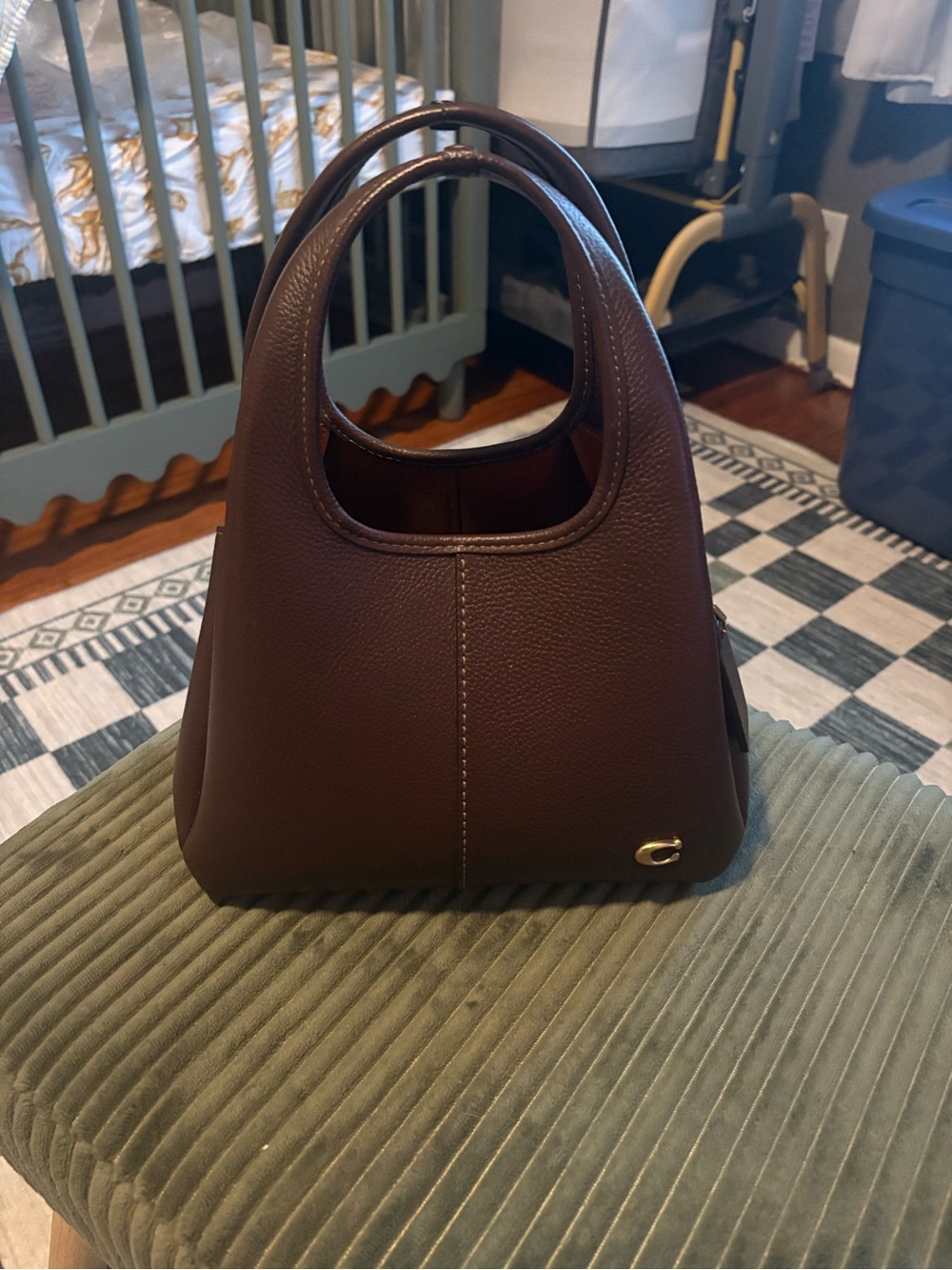 Coach Brown Pebbled Leather Small Shoulder Tote